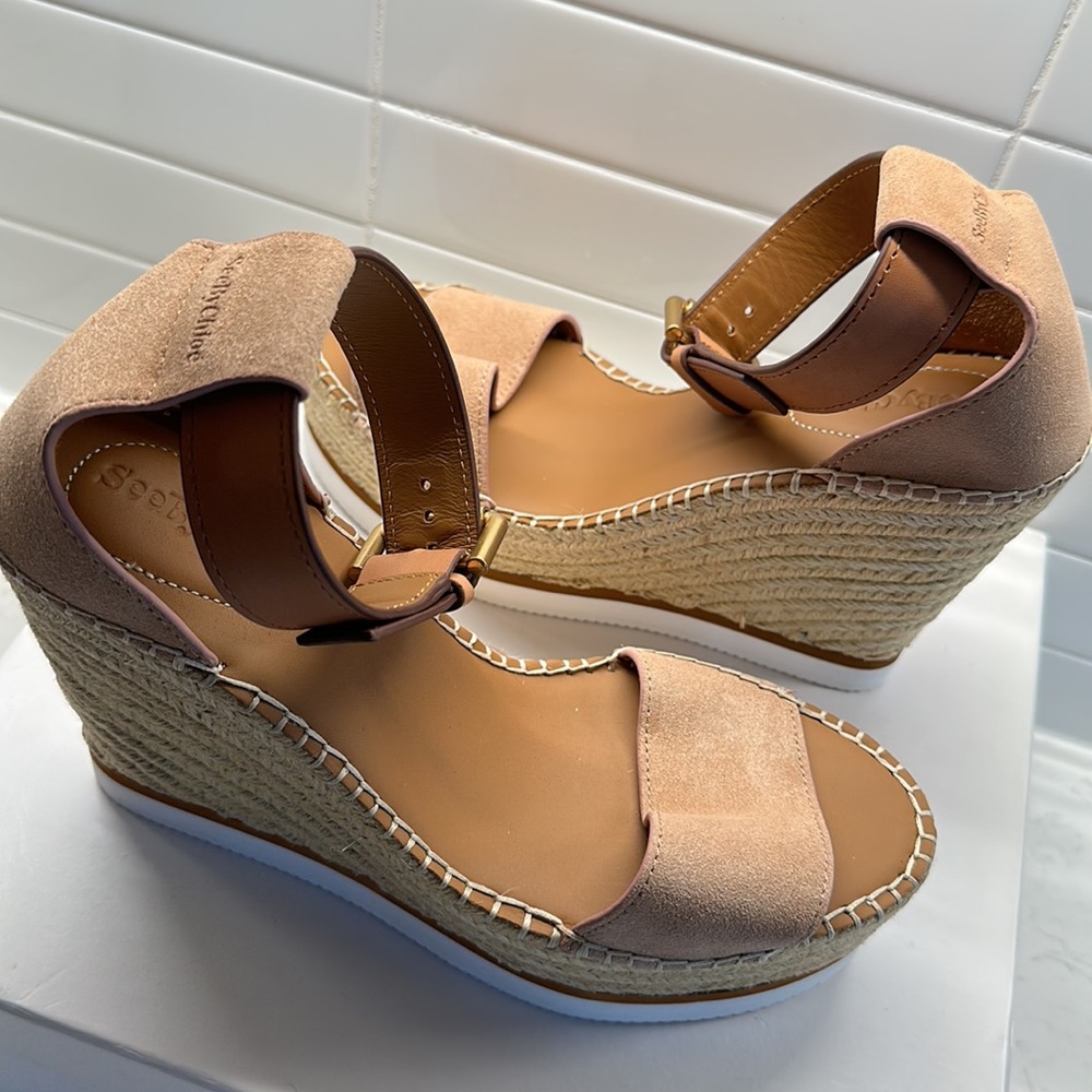 SEE BY CHLOÉ
Black Glyn Espadrille Wedges NWT*